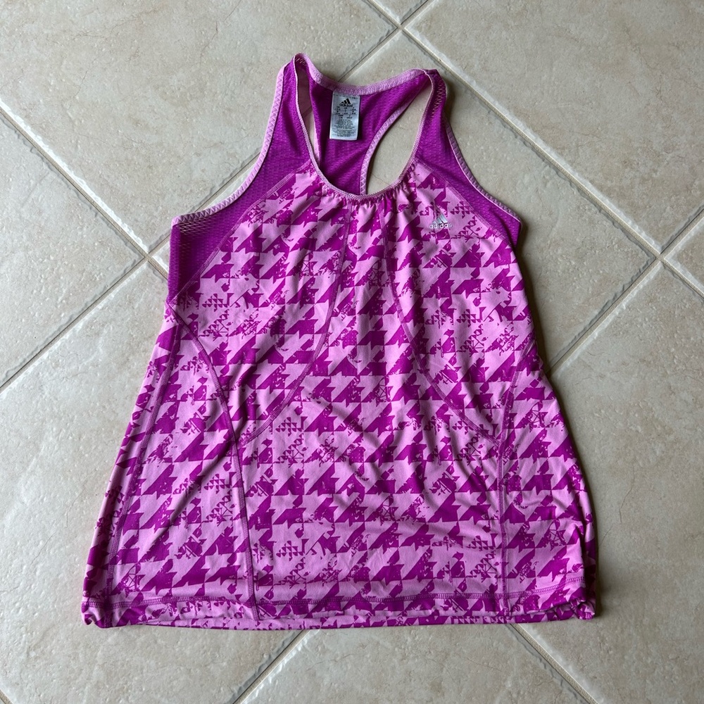 Pink Patterned Racerback Tank Top by Adidas, never worn